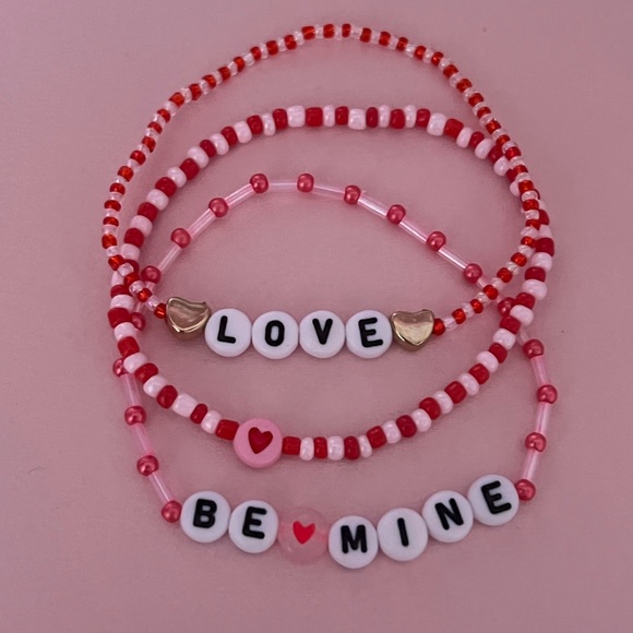 Jewelry - Red and Pink Valentines Day Bracelets Set